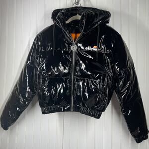NWT Ellesse Women's Black Full Zipped Puffer Jacket Size 2